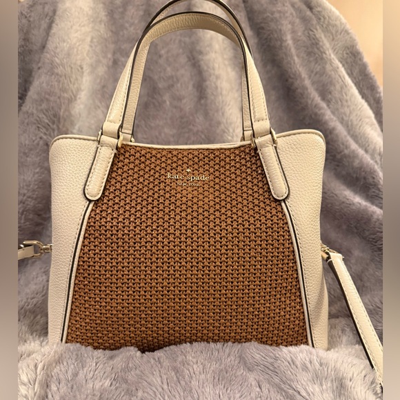 kate spade Handbags - Kate Spade Jackson Straw Medium Triple Compartment Satchel w/ Crossbody EUC